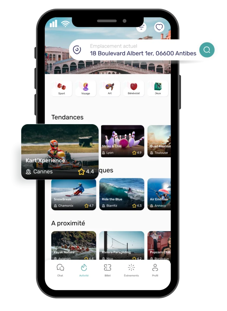 Interface application WeWiins sur mobile